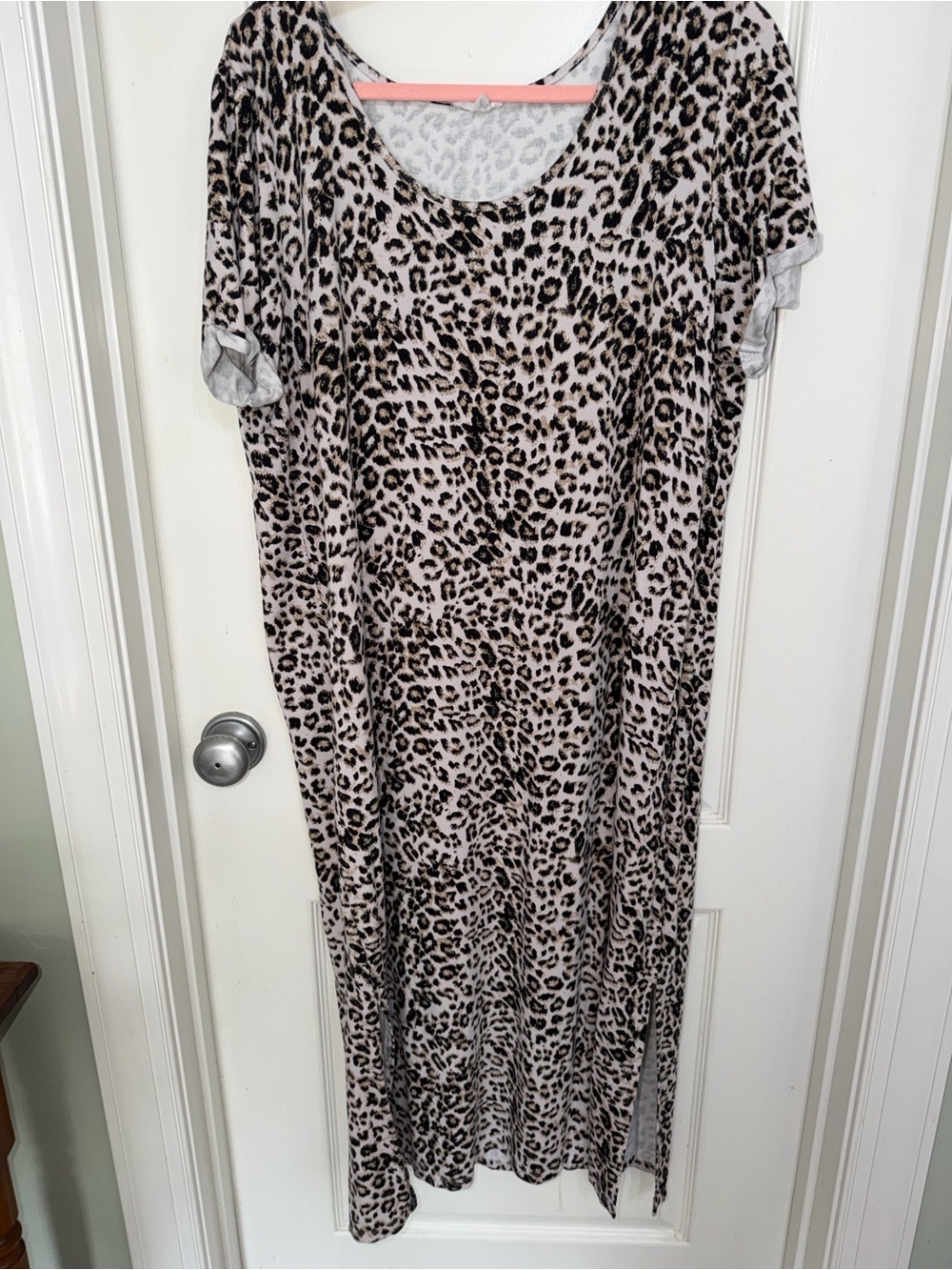 Tribal Leopard Print Lounge Dress in Beige and Black